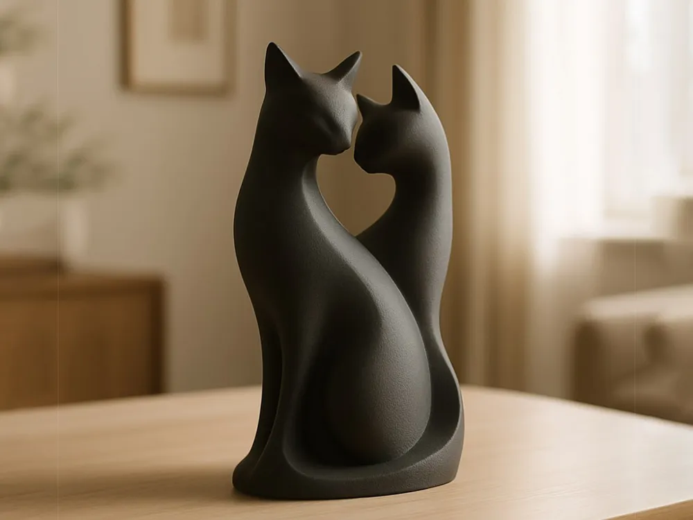 couple cats statue